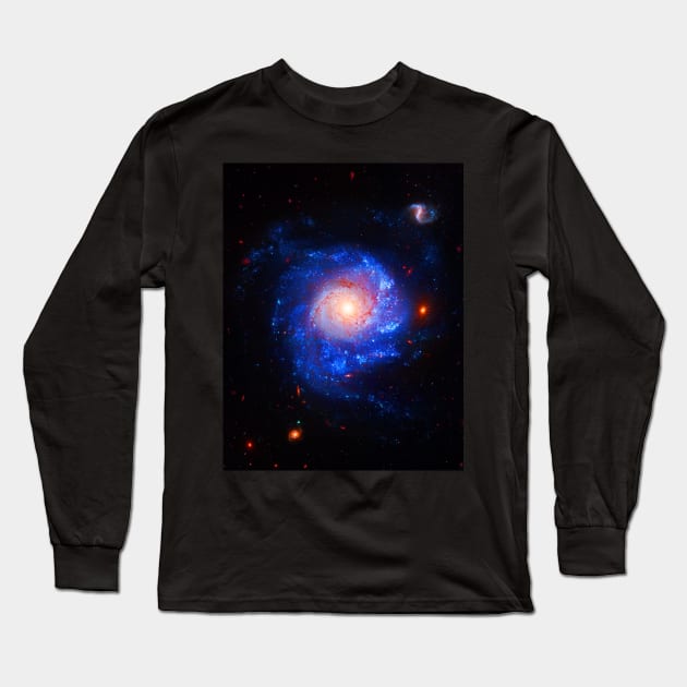 Pinwheel Galaxy Blue Long Sleeve T-Shirt by headrubble